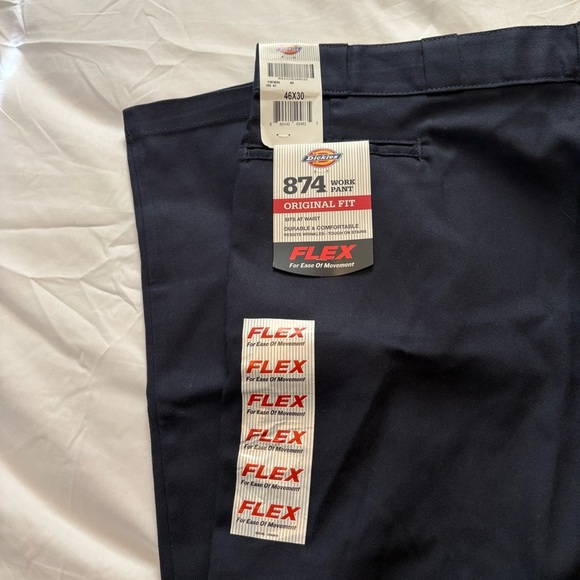 Dickies Original 874 Work Pants Navy Blue Wear Skater Flat Front Men’s 46X30 NWT - Picture 4 of 6